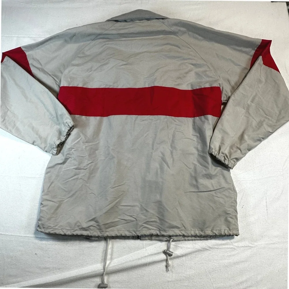 Vintage Fide Ports Mens XL Windbreaker Jacket Grey Red Colorblock Full Zip Core - Picture 4 of 4